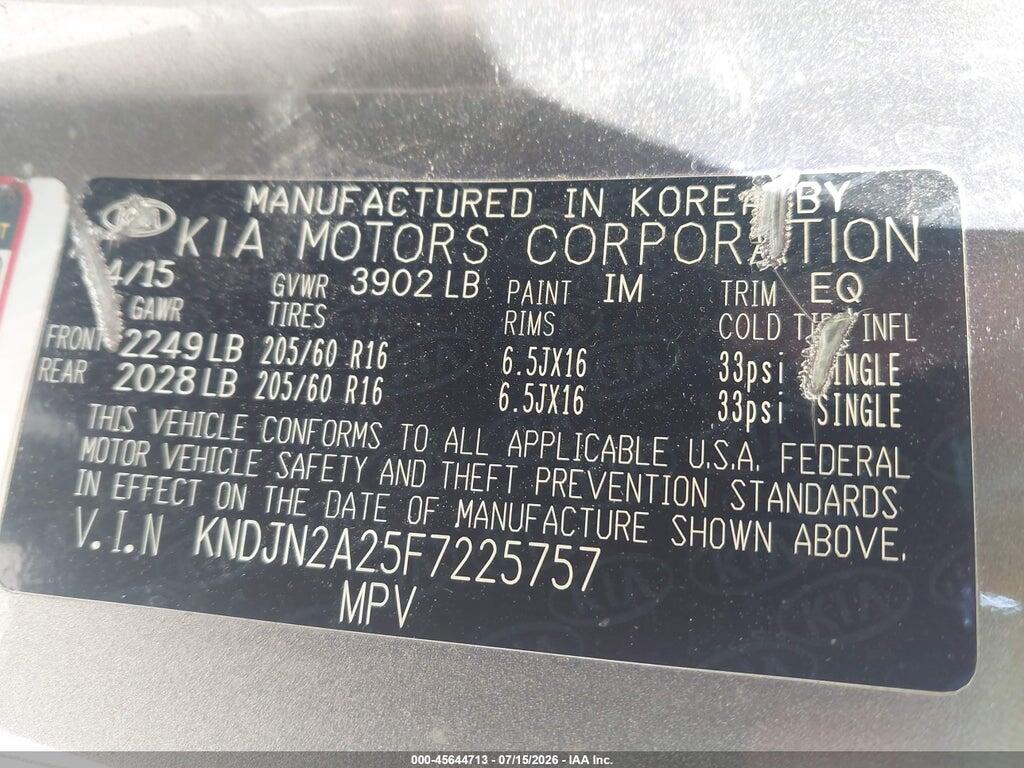 KNDJN2A25F7225757 2015 KIA SOUL photo no. 9
