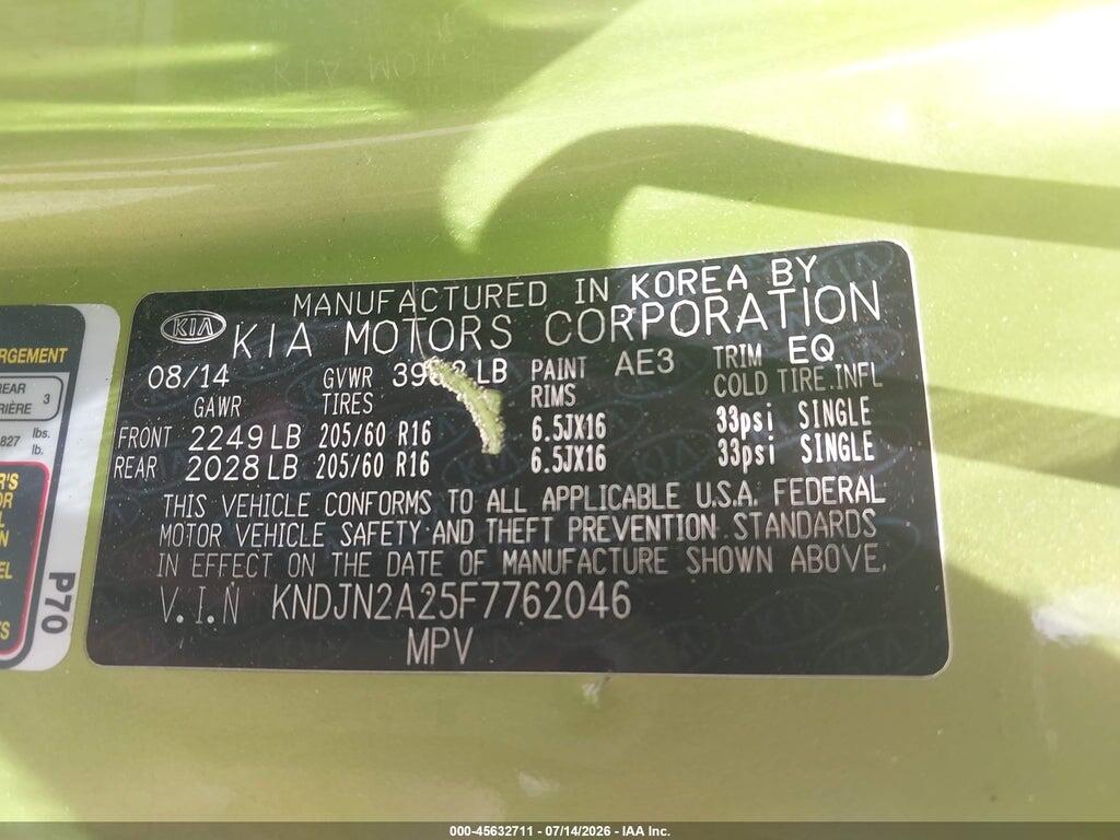 KNDJN2A25F7762046 2015 KIA SOUL photo no. 9
