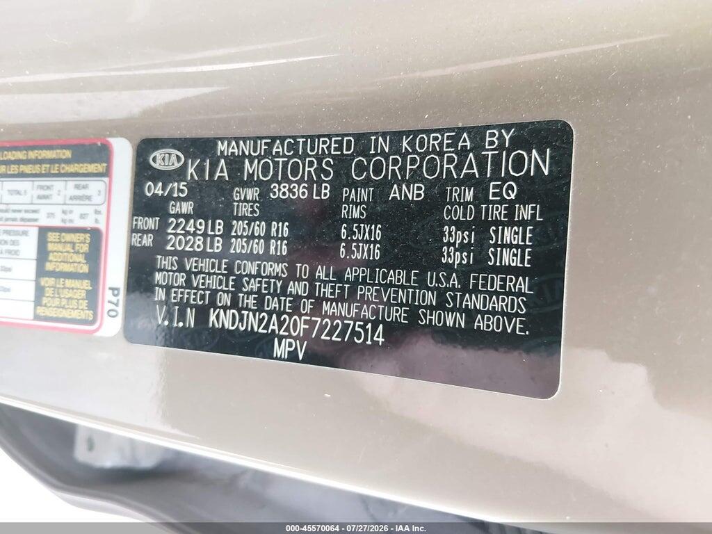 KNDJN2A20F7227514 2015 KIA SOUL photo no. 9