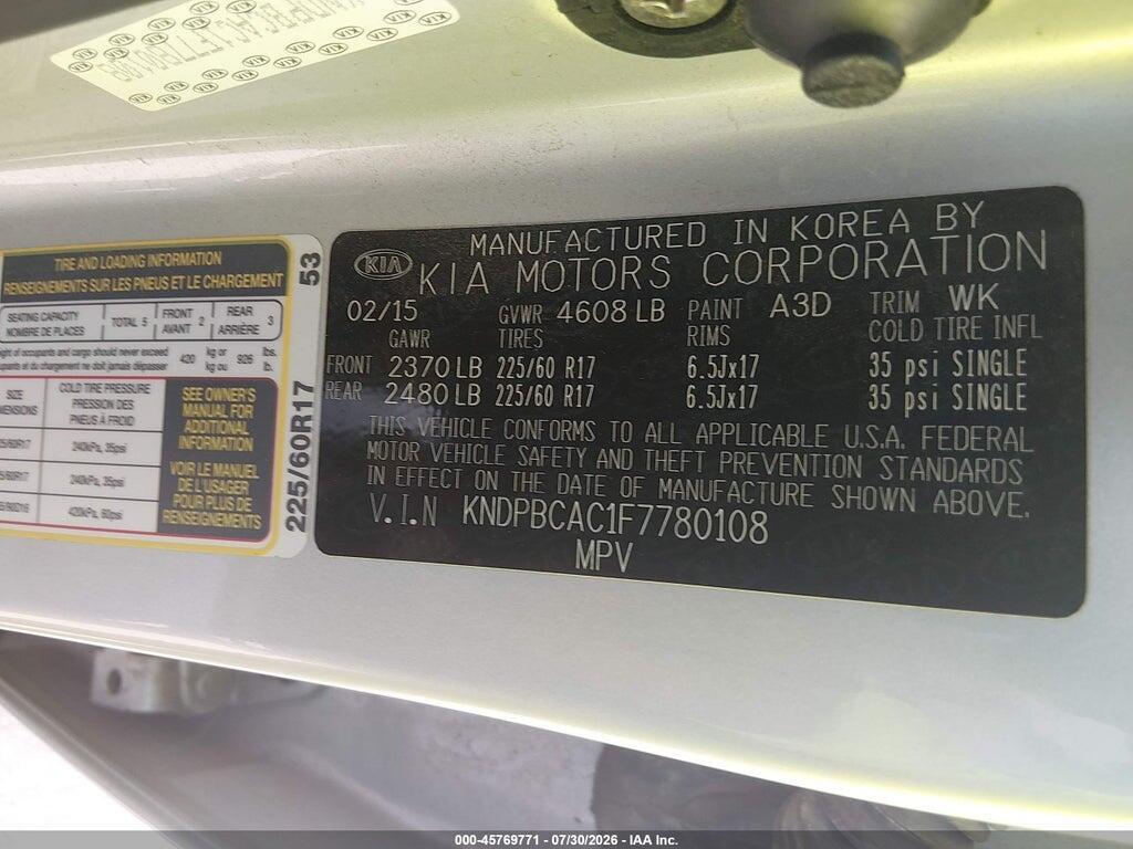 KNDPBCAC1F7780108 2015 KIA SPORTAGE photo no. 9