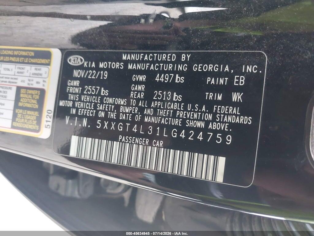 5XXGT4L31LG424759 2020 KIA OPTIMA photo no. 9