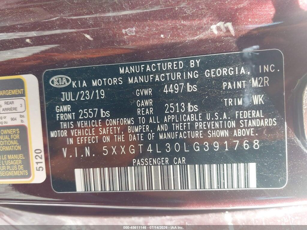 5XXGT4L30LG391768 2020 KIA OPTIMA photo no. 9