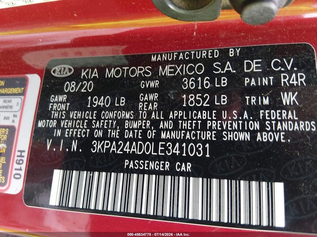 3KPA24AD0LE341031 2020 KIA RIO photo no. 9