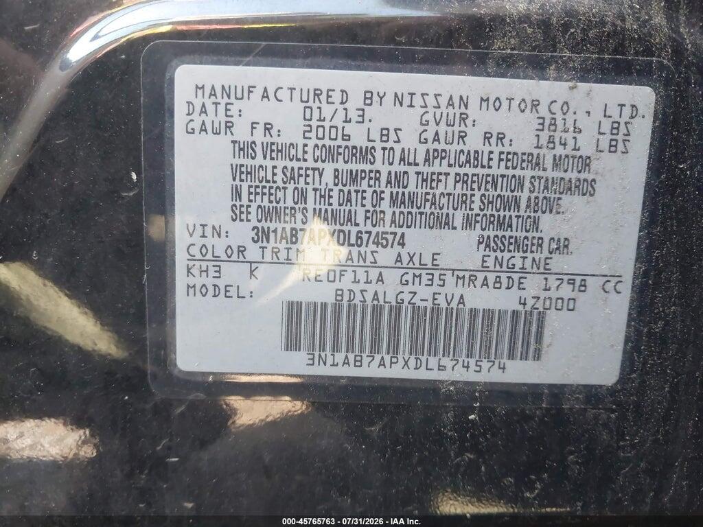 3N1AB7APXDL674574 2013 NISSAN SENTRA photo no. 9