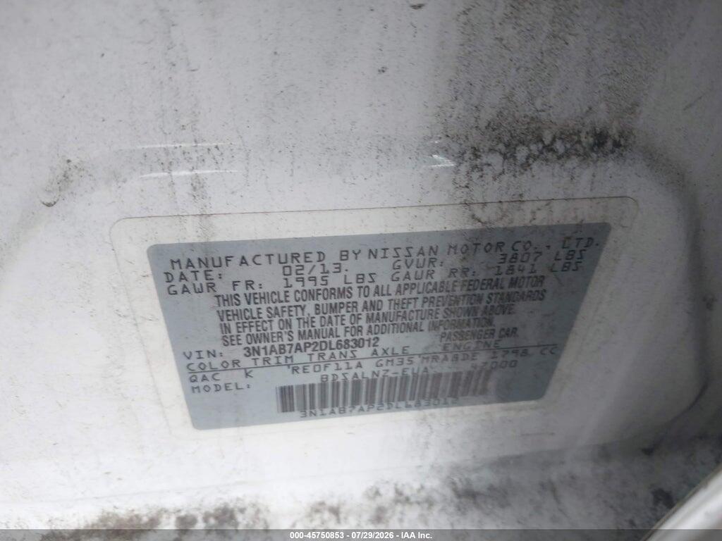 3N1AB7AP2DL683012 2013 NISSAN SENTRA photo no. 9