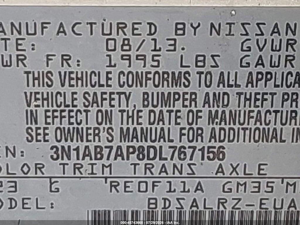 3N1AB7AP8DL767156 2013 NISSAN SENTRA photo no. 9