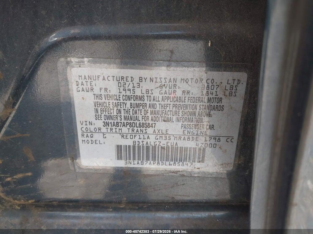 3N1AB7AP8DL685847 2013 NISSAN SENTRA photo no. 9
