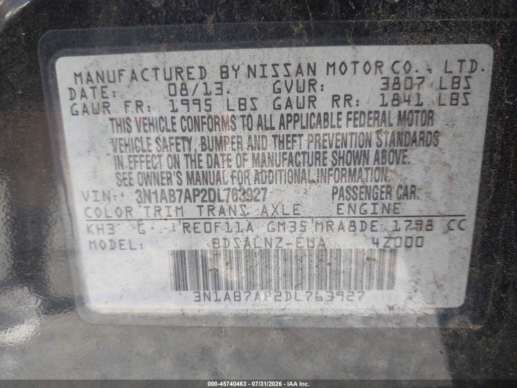 3N1AB7AP2DL763927 2013 NISSAN SENTRA photo no. 9