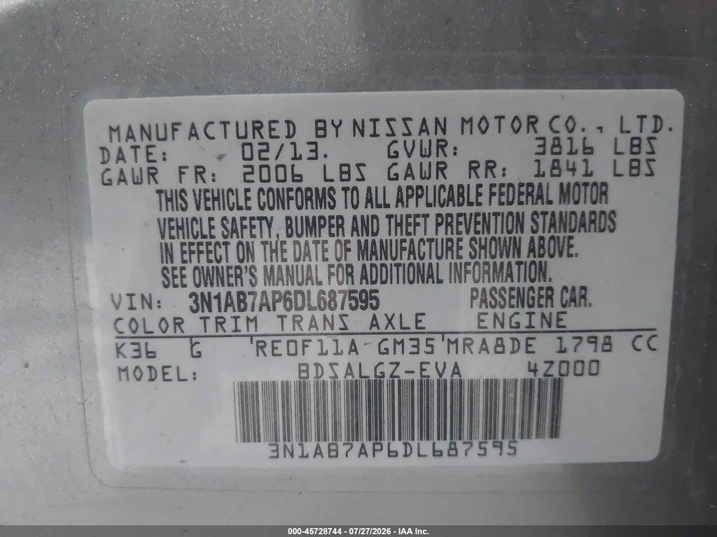 3N1AB7AP6DL687595 2013 NISSAN SENTRA photo no. 9