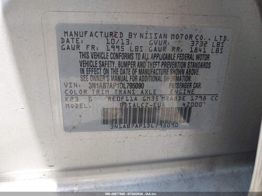 3N1AB7AP1DL795090 2013 NISSAN SENTRA photo no. 9