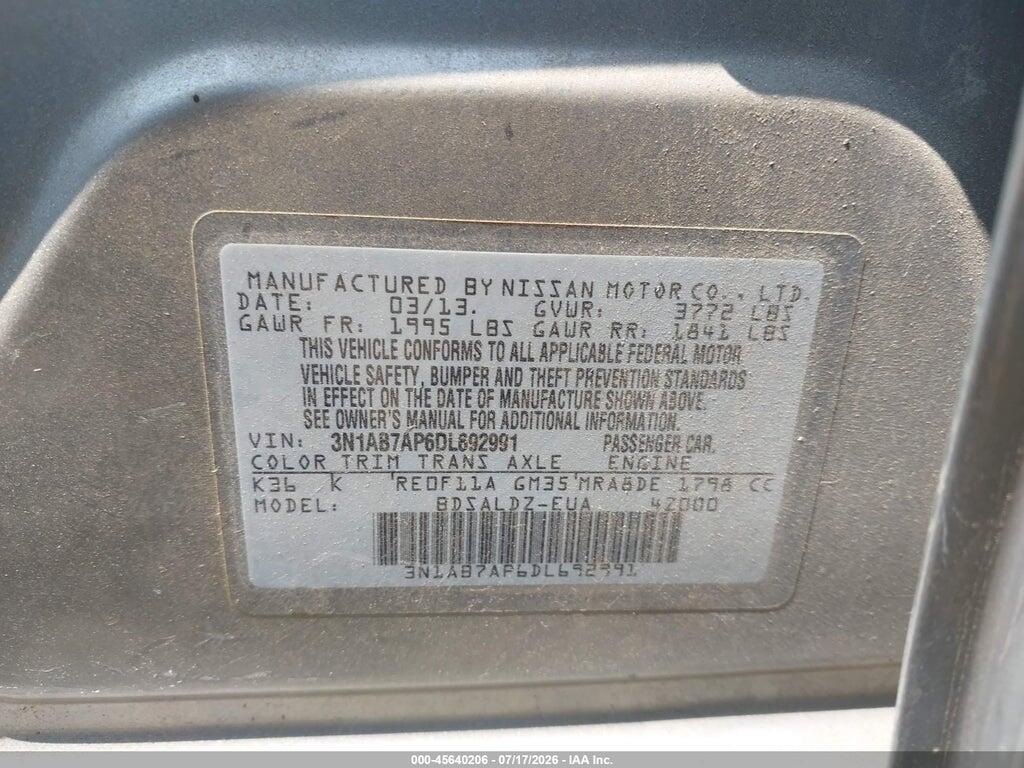 3N1AB7AP6DL692991 2013 NISSAN SENTRA photo no. 9