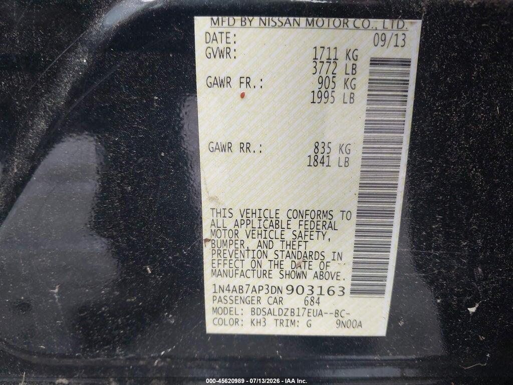 1N4AB7AP3DN903163 2013 NISSAN SENTRA photo no. 9