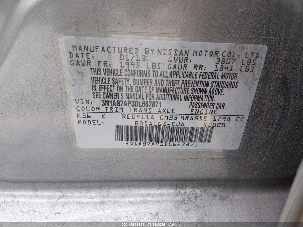 3N1AB7AP3DL667871 2013 NISSAN SENTRA photo no. 9