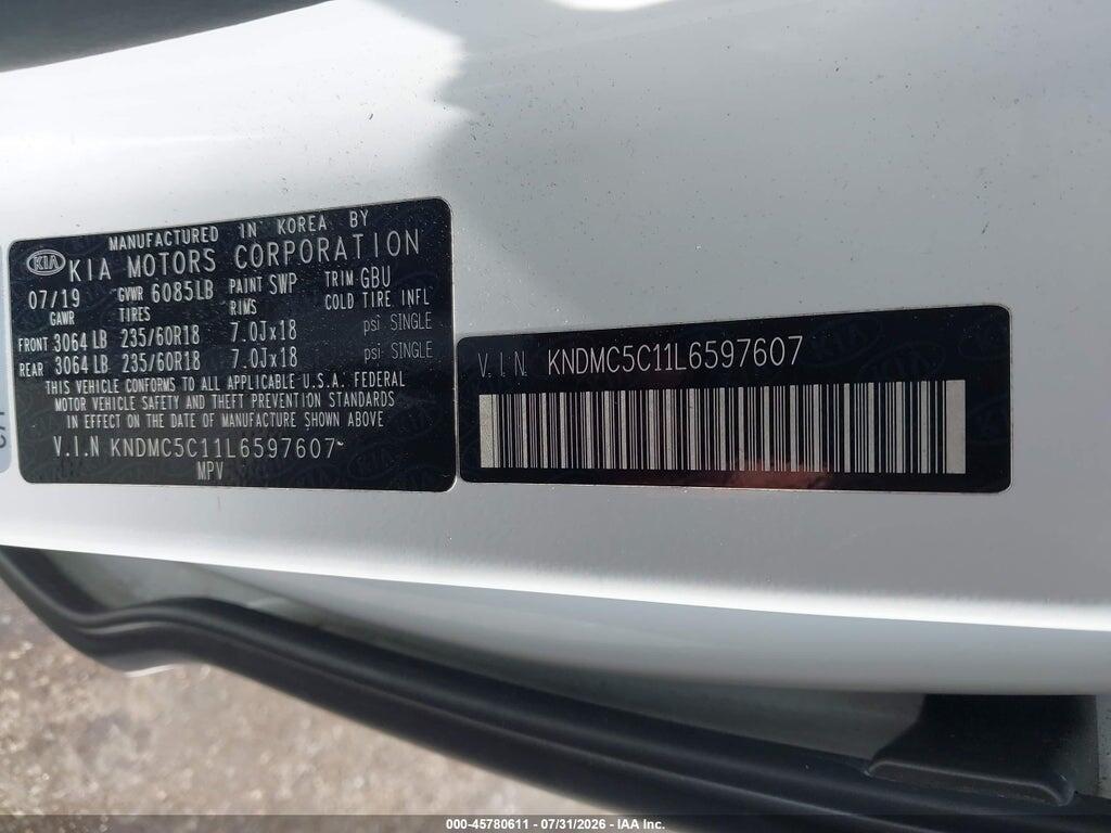 KNDMC5C11L6597607 2020 KIA SEDONA photo no. 9