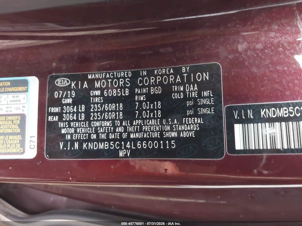 KNDMB5C14L6600115 2020 KIA SEDONA photo no. 9