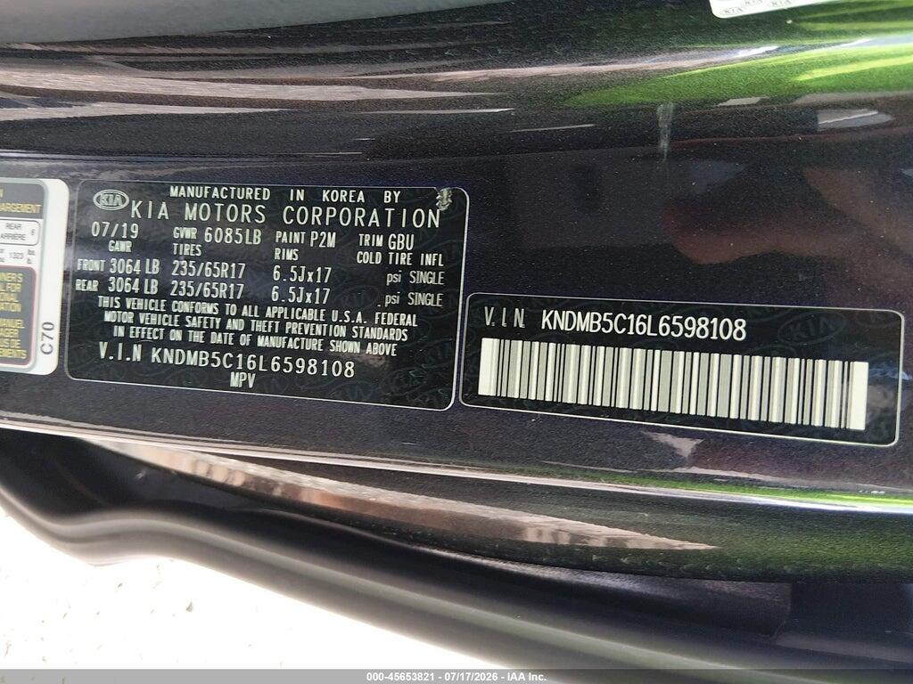 KNDMB5C16L6598108 2020 KIA SEDONA photo no. 9