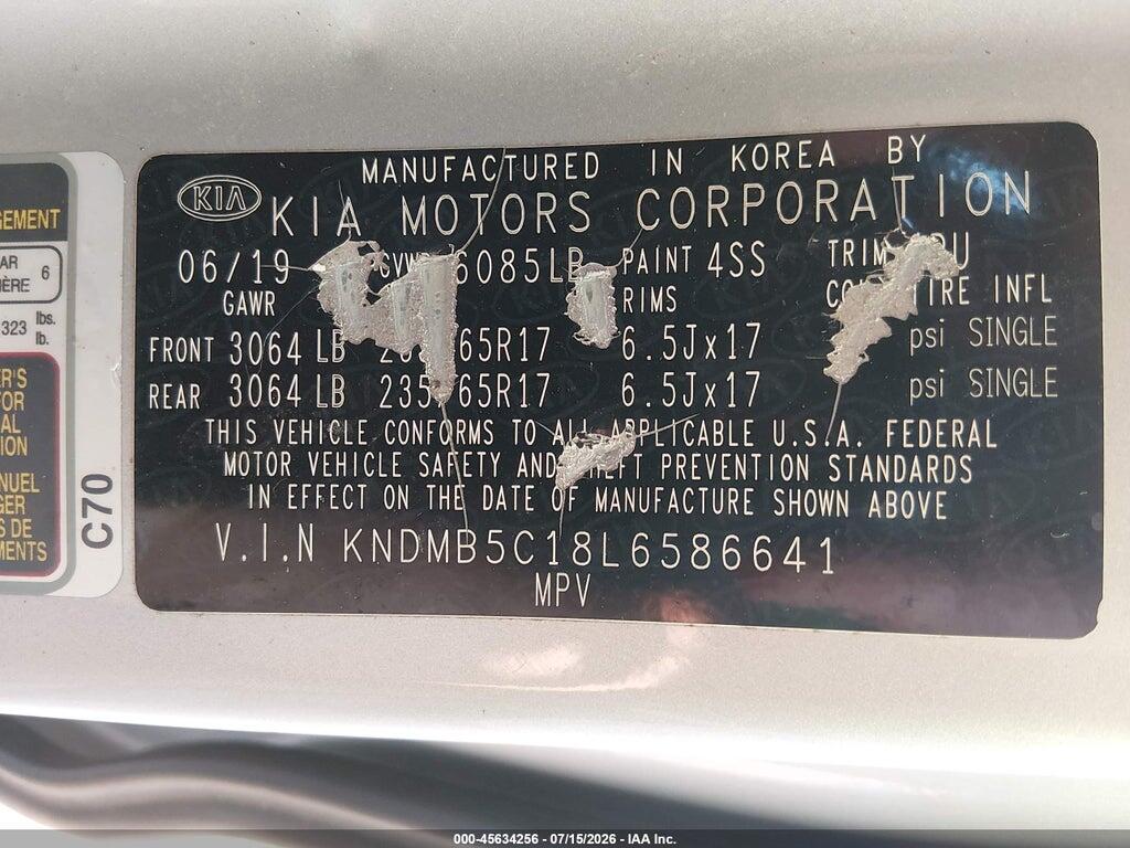 KNDMB5C18L6586641 2020 KIA SEDONA photo no. 9