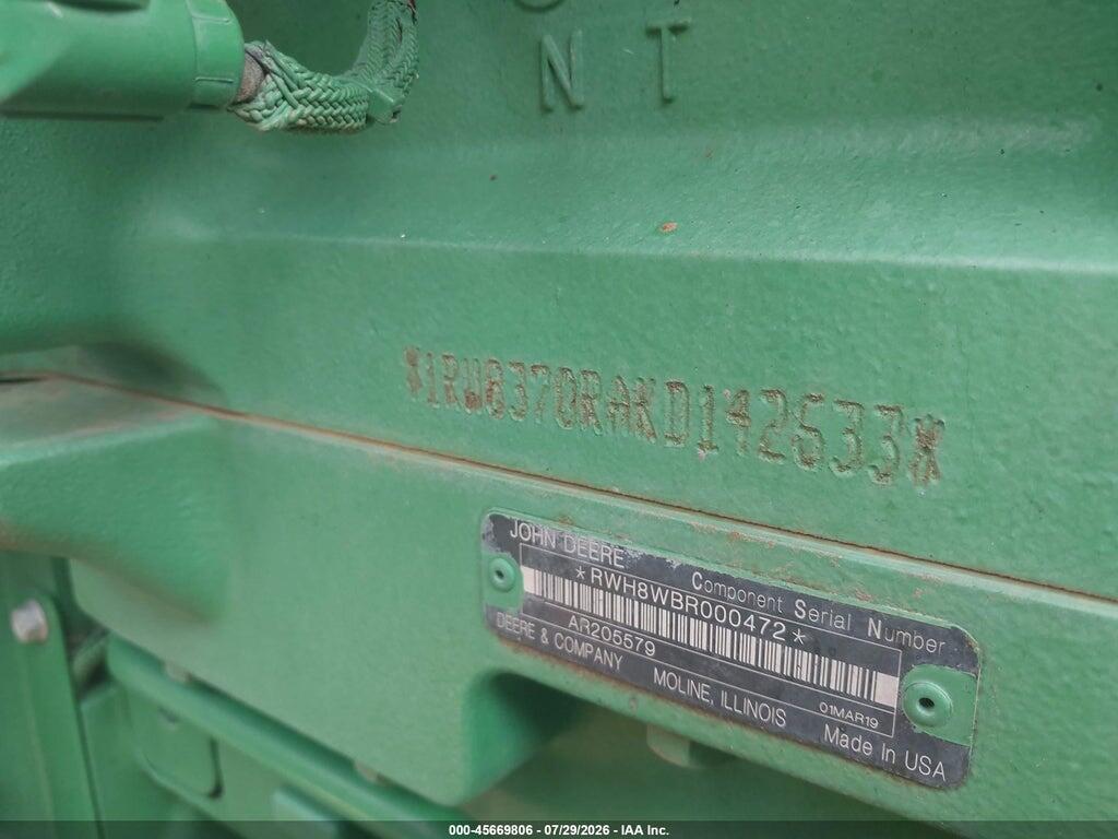 1RW8370RAKD142633 2019 JOHN DEERE TRACTOR photo no. 9