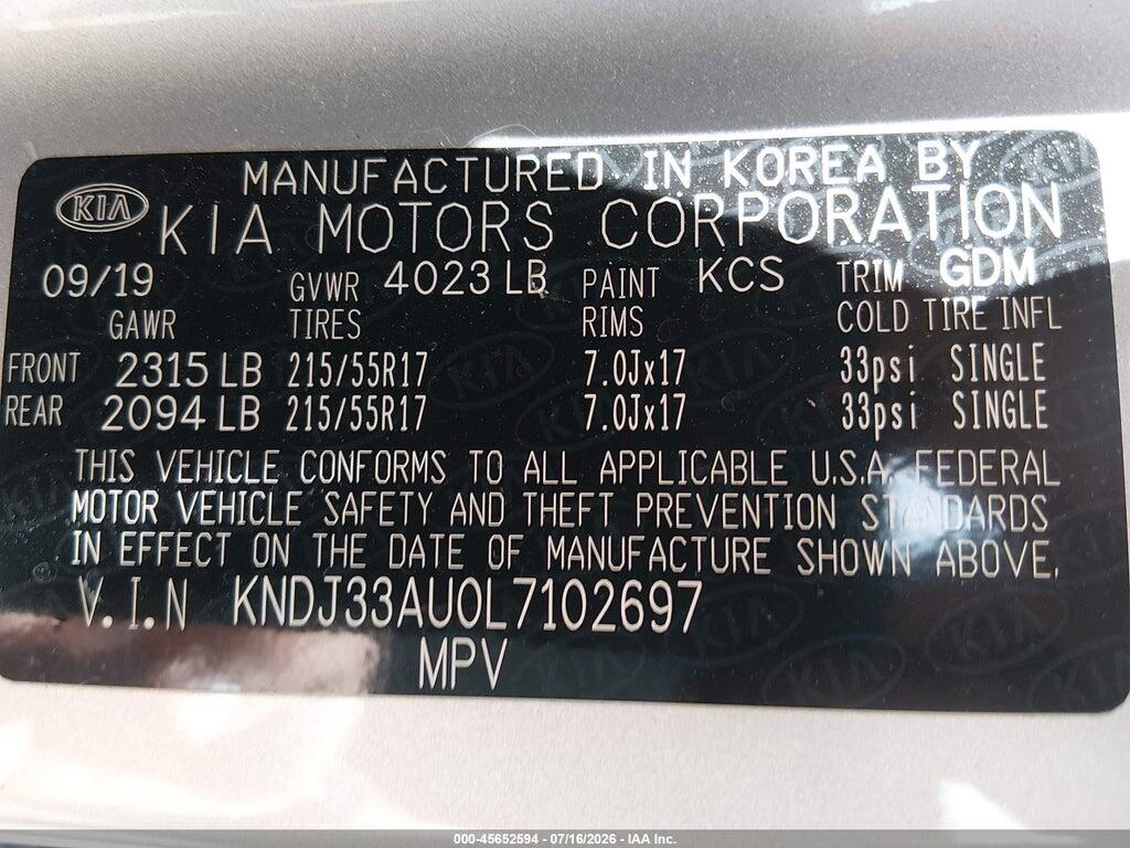 KNDJ33AU0L7102697 2020 KIA SOUL photo no. 9