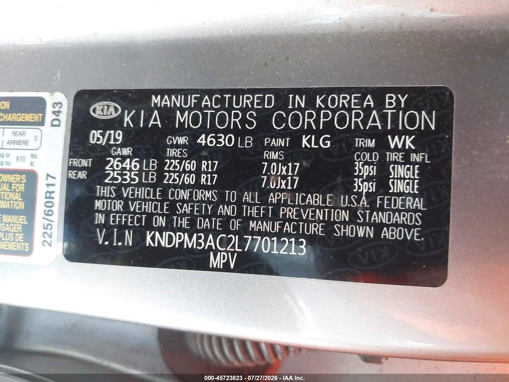 KNDPM3AC2L7701213 2020 KIA SPORTAGE photo no. 9