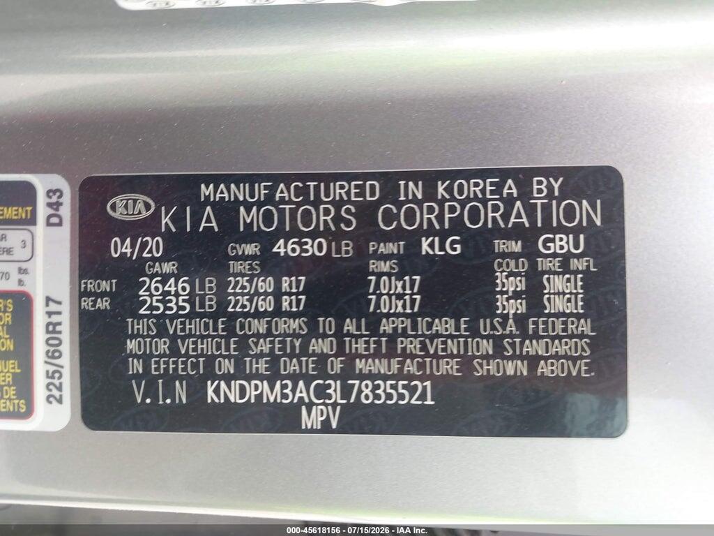KNDPM3AC3L7835521 2020 KIA SPORTAGE photo no. 9