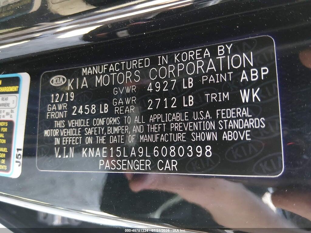 KNAE15LA9L6080398 2020 KIA STINGER photo no. 9