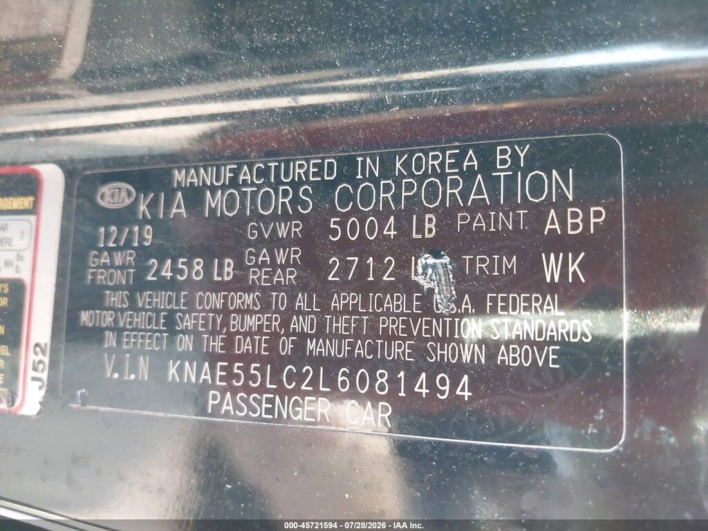 KNAE55LC2L6081494 2020 KIA STINGER photo no. 9