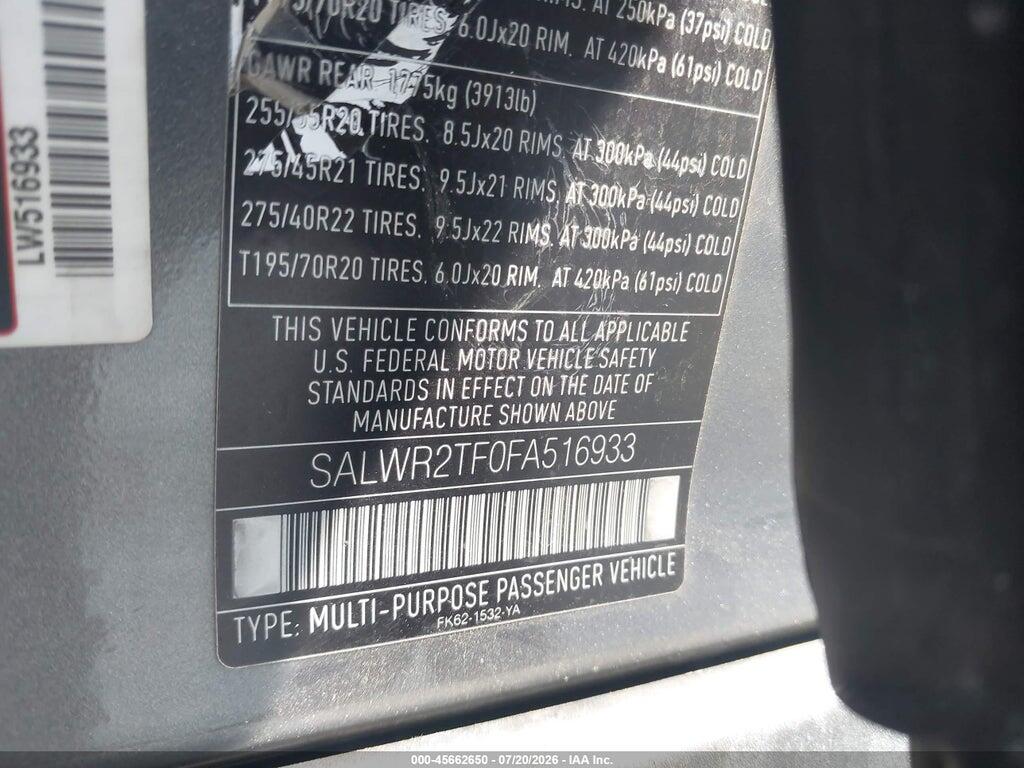 SALWR2TF0FA516933 2015 LAND ROVER RANGE ROVER SPORT photo no. 9