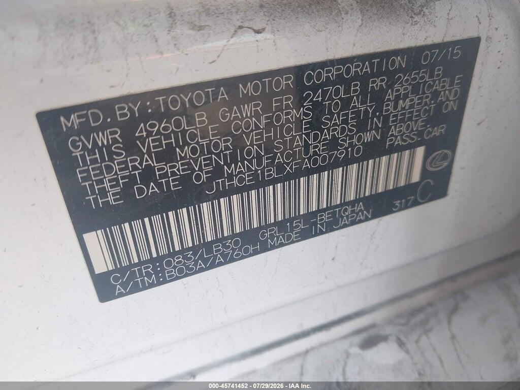 JTHCE1BLXFA007910 2015 LEXUS GS 350 photo no. 9