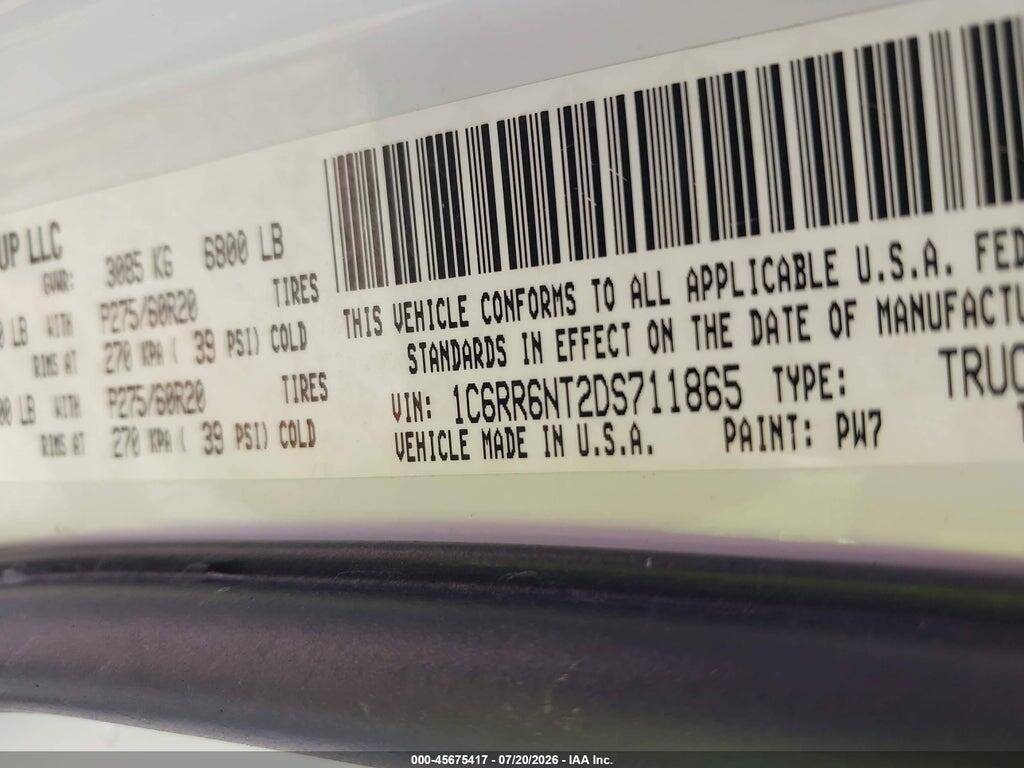1C6RR6NT2DS711865 2013 RAM 1500 photo no. 9