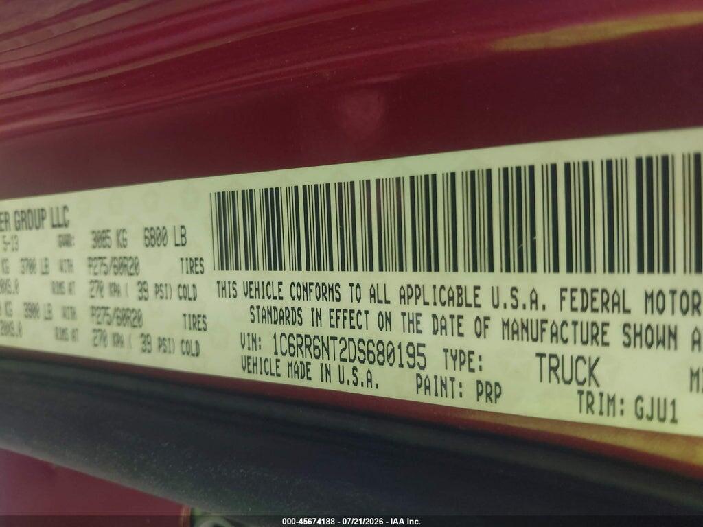 1C6RR6NT2DS680195 2013 RAM 1500 photo no. 9