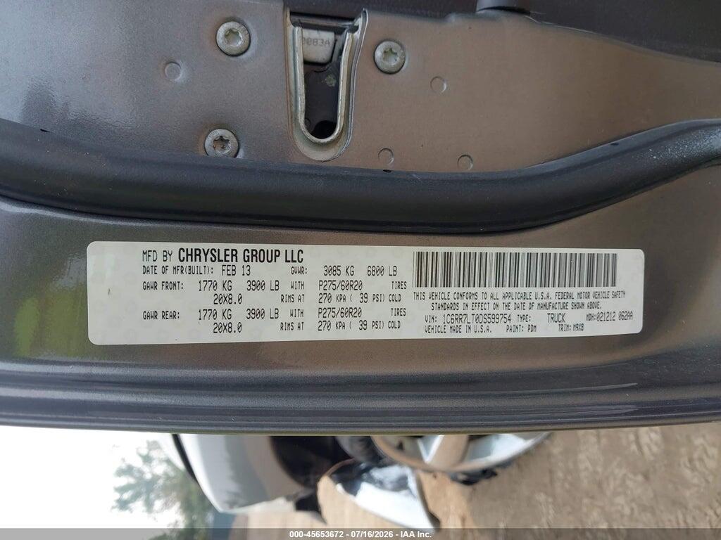 1C6RR7LT0DS599754 2013 RAM 1500 photo no. 9