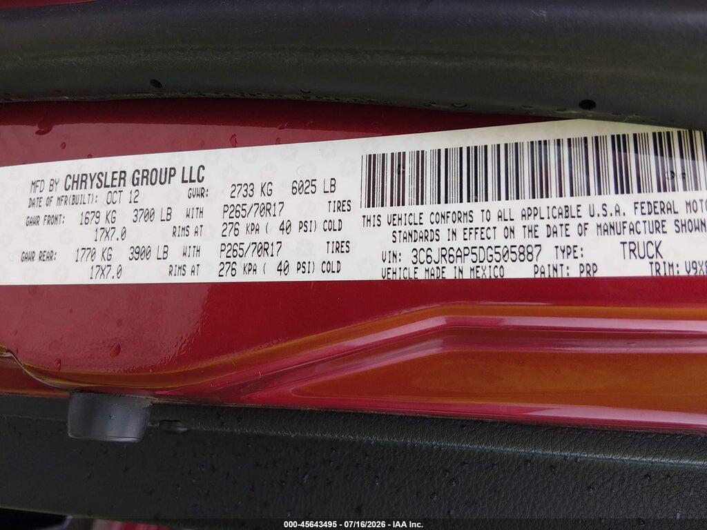 3C6JR6AP5DG505887 2013 RAM 1500 photo no. 9