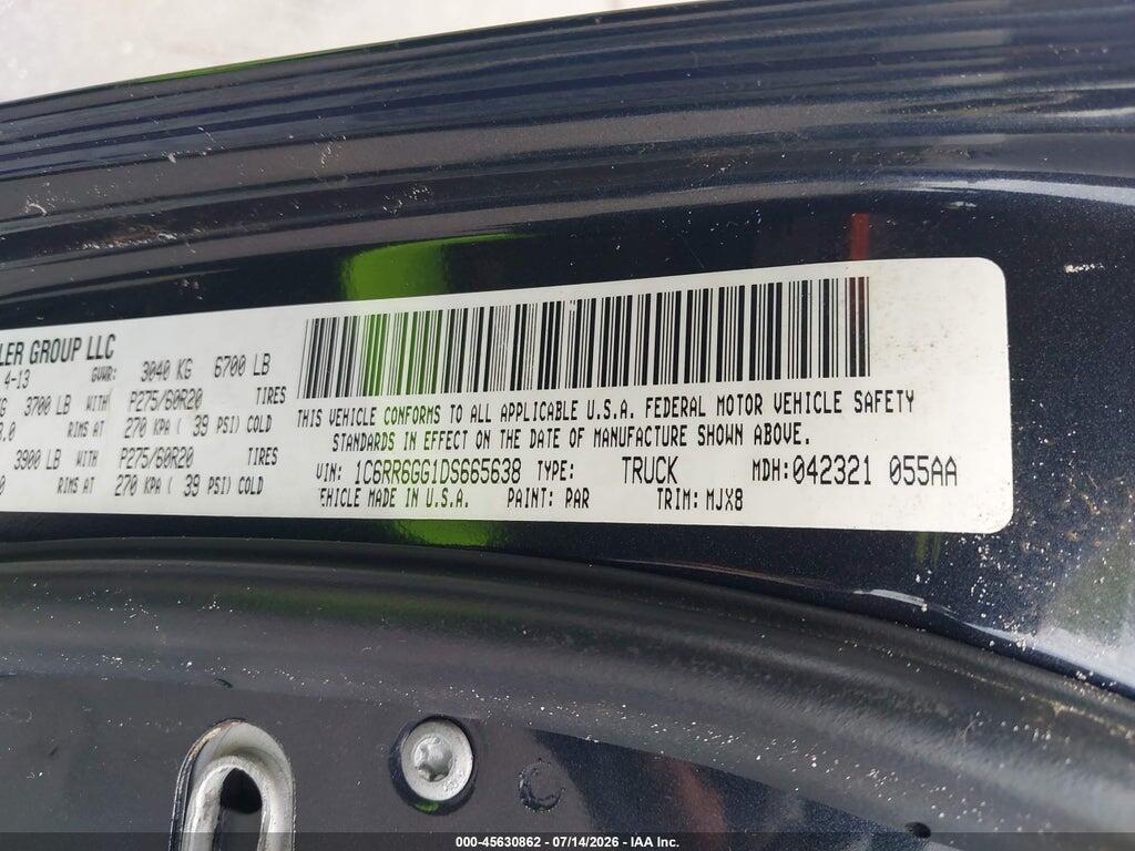 1C6RR6GG1DS665638 2013 RAM 1500 photo no. 9