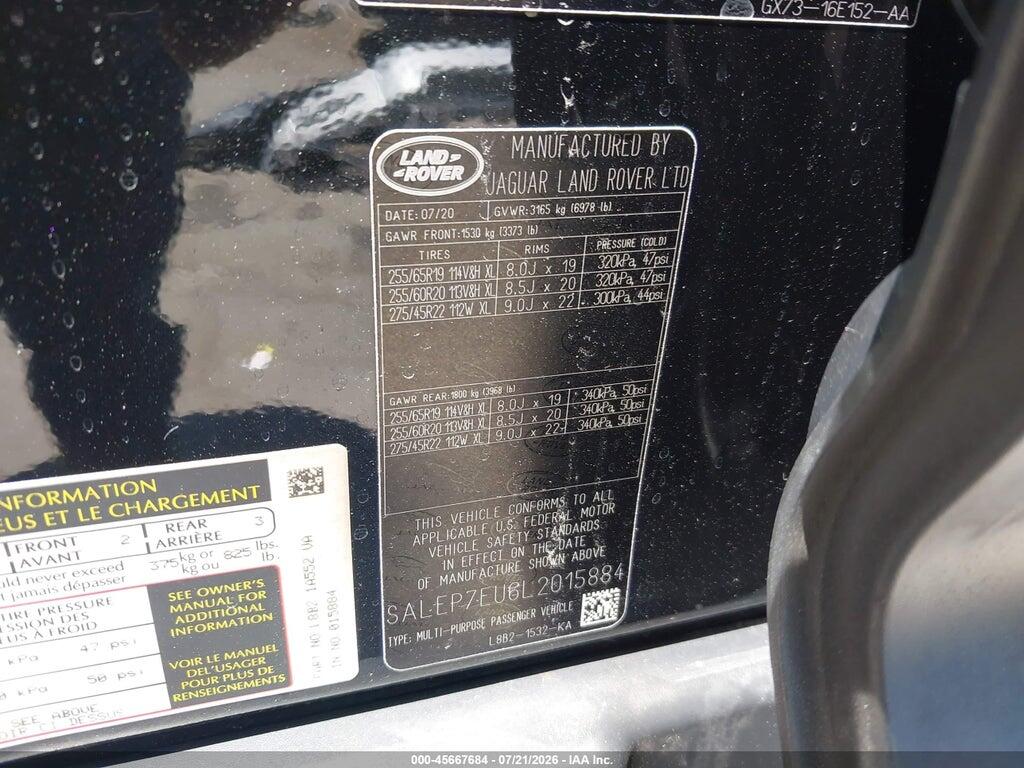 SALEP7EU6L2015884 2020 LAND ROVER DEFENDER photo no. 9