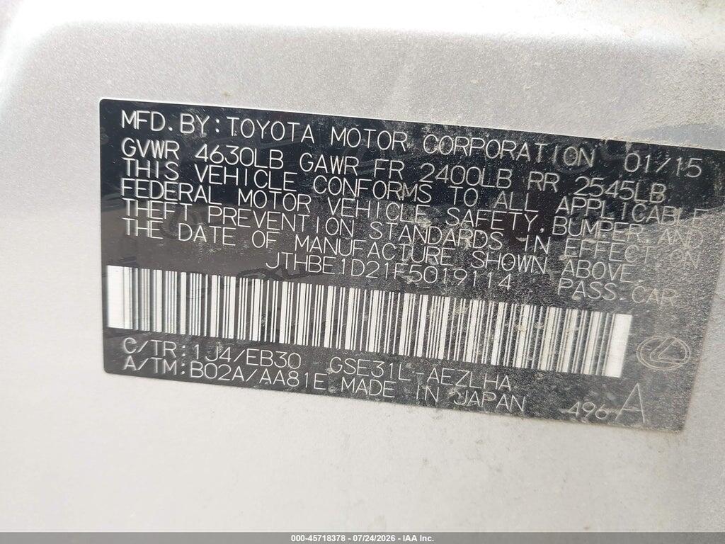 JTHBE1D21F5019114 2015 LEXUS IS 350 photo no. 8