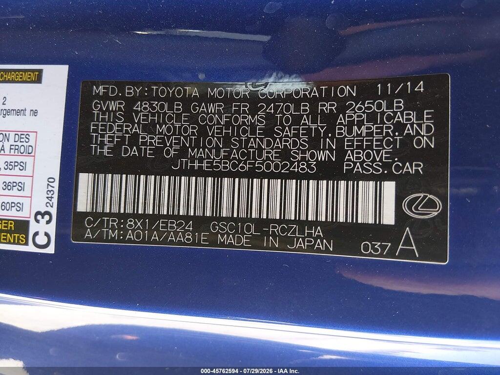JTHHE5BC6F5002483 2015 LEXUS RC 350 photo no. 9