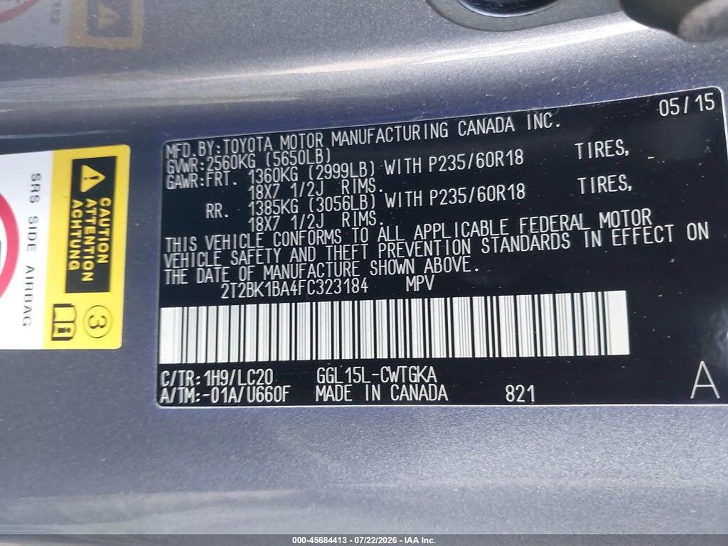 2T2BK1BA4FC323184 2015 LEXUS RX 350 photo no. 9