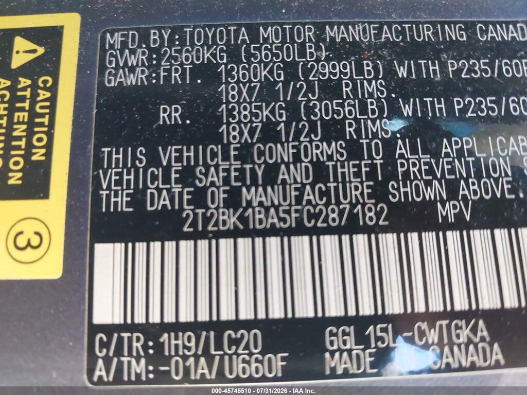 2T2BK1BA5FC287182 2015 LEXUS RX 350 photo no. 9