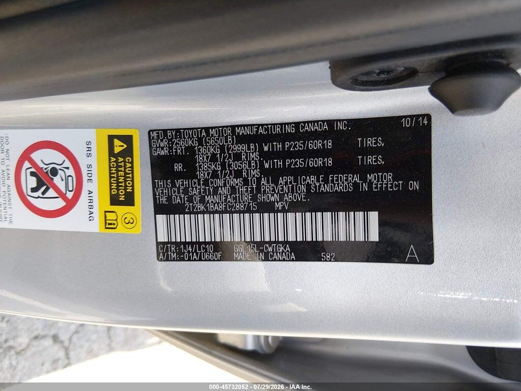 2T2BK1BA8FC288715 2015 LEXUS RX 350 photo no. 9