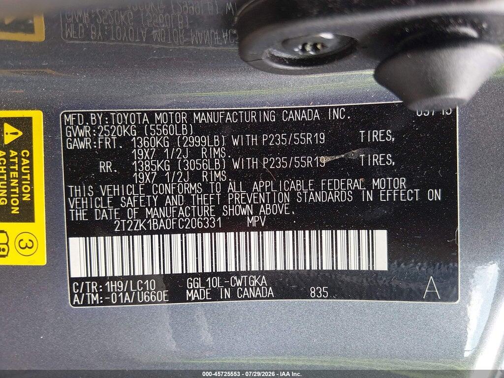 2T2ZK1BA0FC206331 2015 LEXUS RX 350 photo no. 9