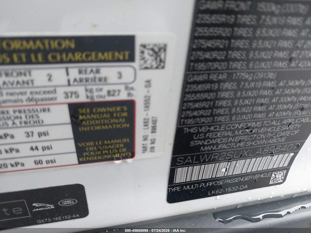 SALWR2SUXLA896407 2020 LAND ROVER RANGE ROVER SPORT photo no. 9