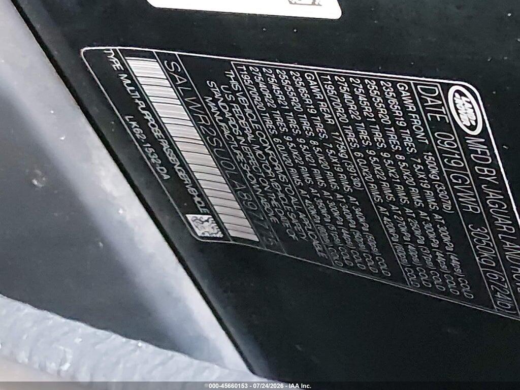 SALWR2SU0LA897775 2020 LAND ROVER RANGE ROVER SPORT photo no. 9