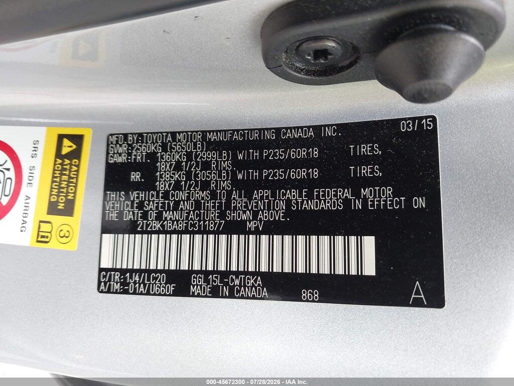 2T2BK1BA8FC311877 2015 LEXUS RX 350 photo no. 9