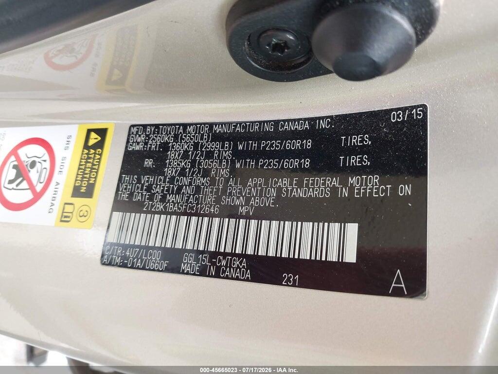 2T2BK1BA5FC312646 2015 LEXUS RX 350 photo no. 9