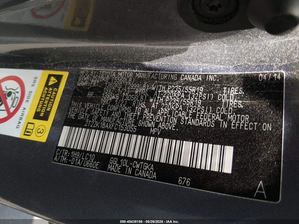 2T2ZK1BAXFC153055 2015 LEXUS RX 350 photo no. 9
