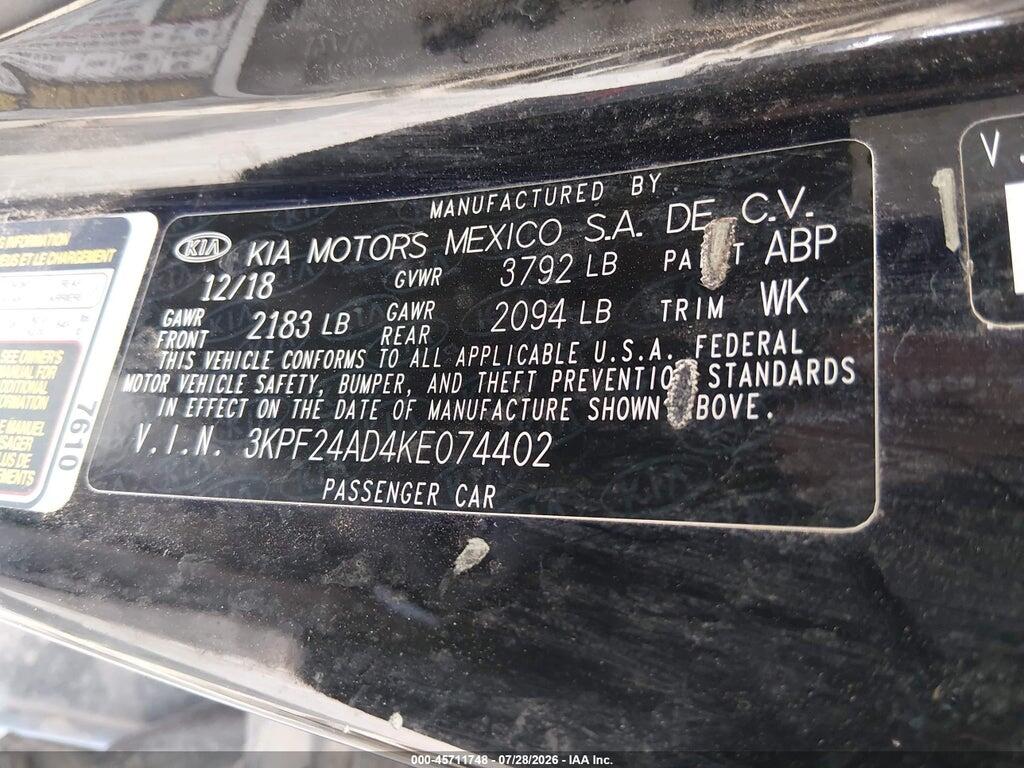 3KPF24AD4KE074402 2019 KIA FORTE photo no. 9