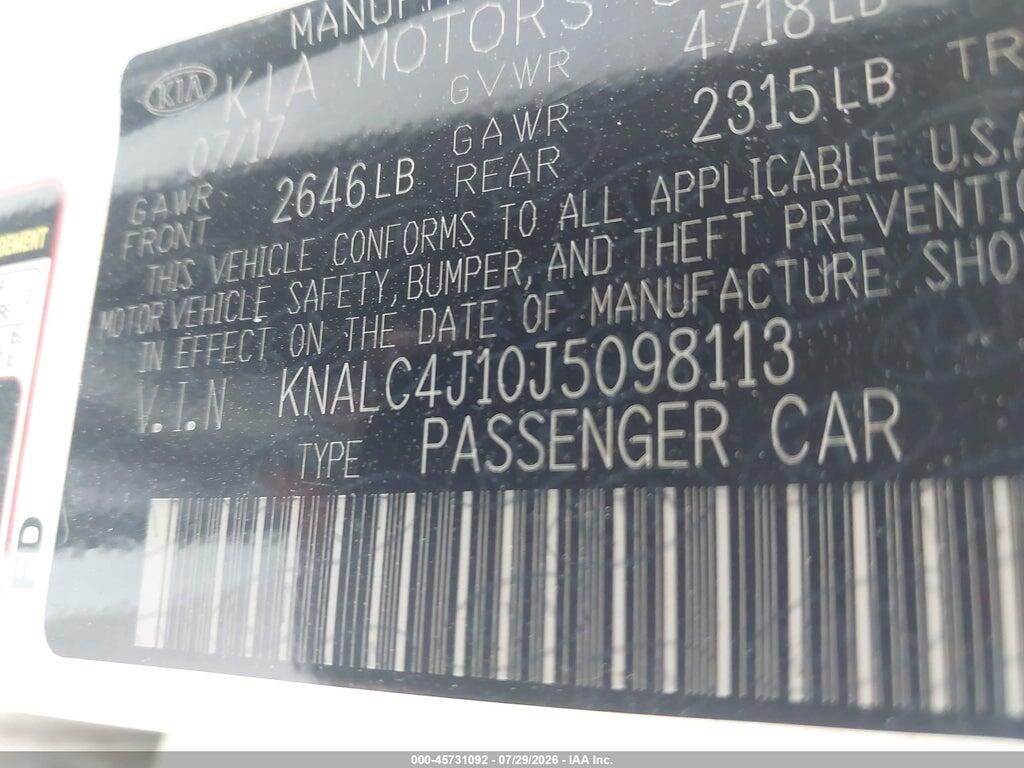 KNALC4J10J5098113 2018 KIA CADENZA photo no. 9
