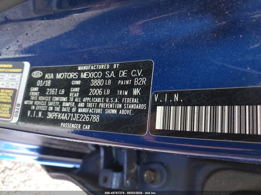 3KPFK4A71JE226788 2018 KIA FORTE photo no. 8