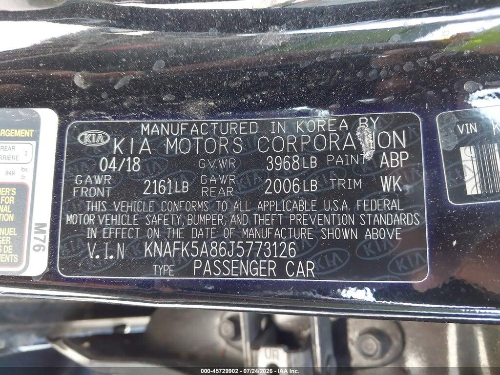 KNAFK5A86J5773126 2018 KIA FORTE photo no. 9